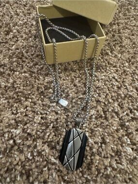 STAINLESS STEEL 23” DOG TAG CHAIN AND CHARM NECKLACE